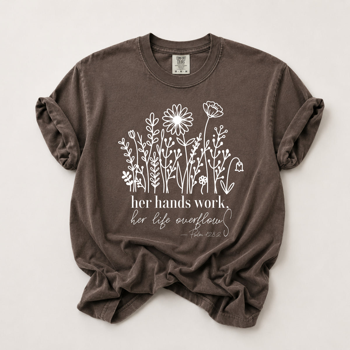 Her Hands Work Tee in Espresso