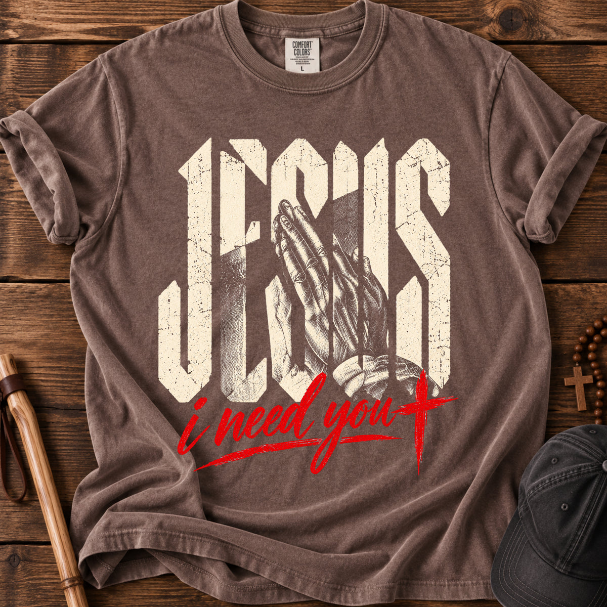Praying Hands Tee in Espresso