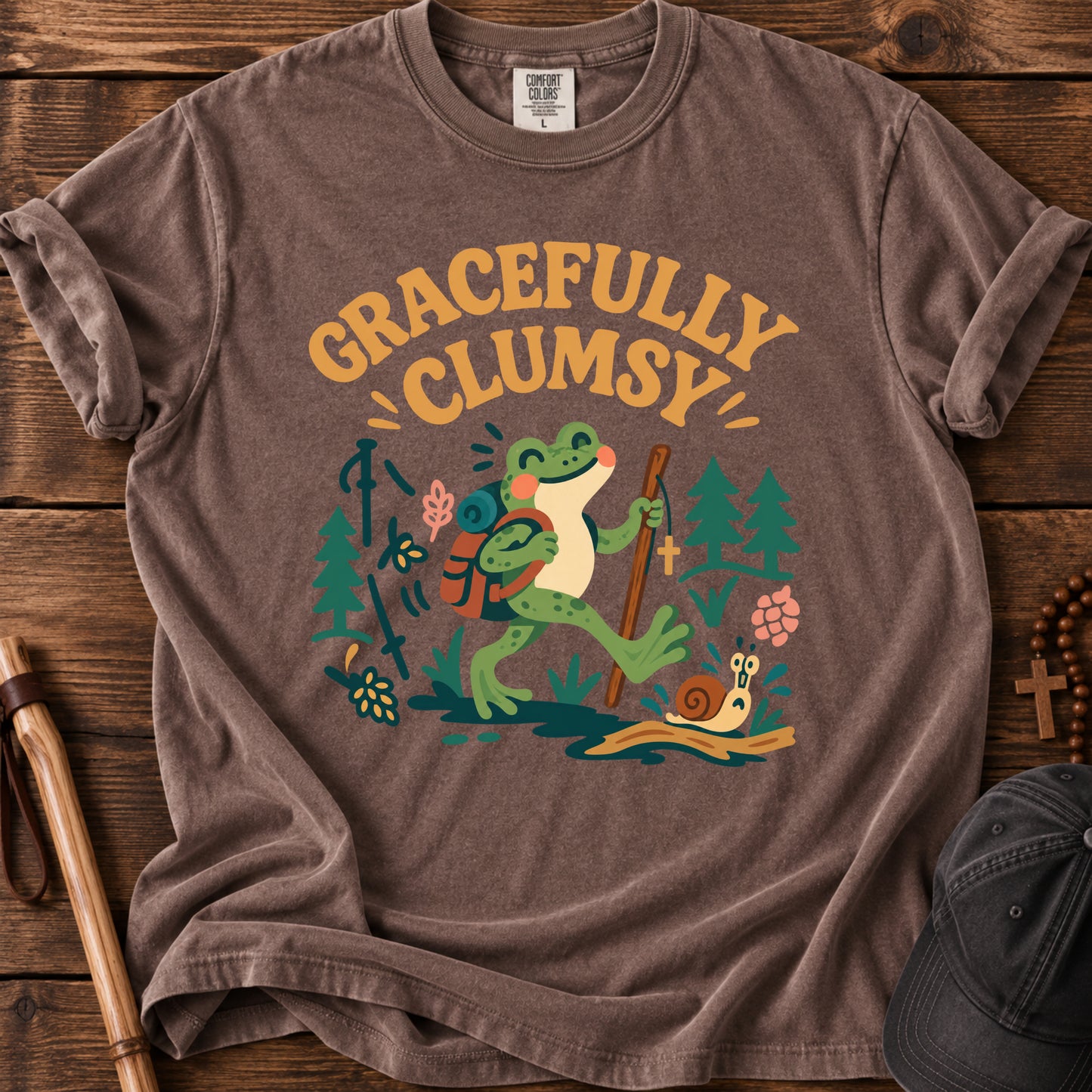 Gracefully Clumsy Frog Tee in Espresso