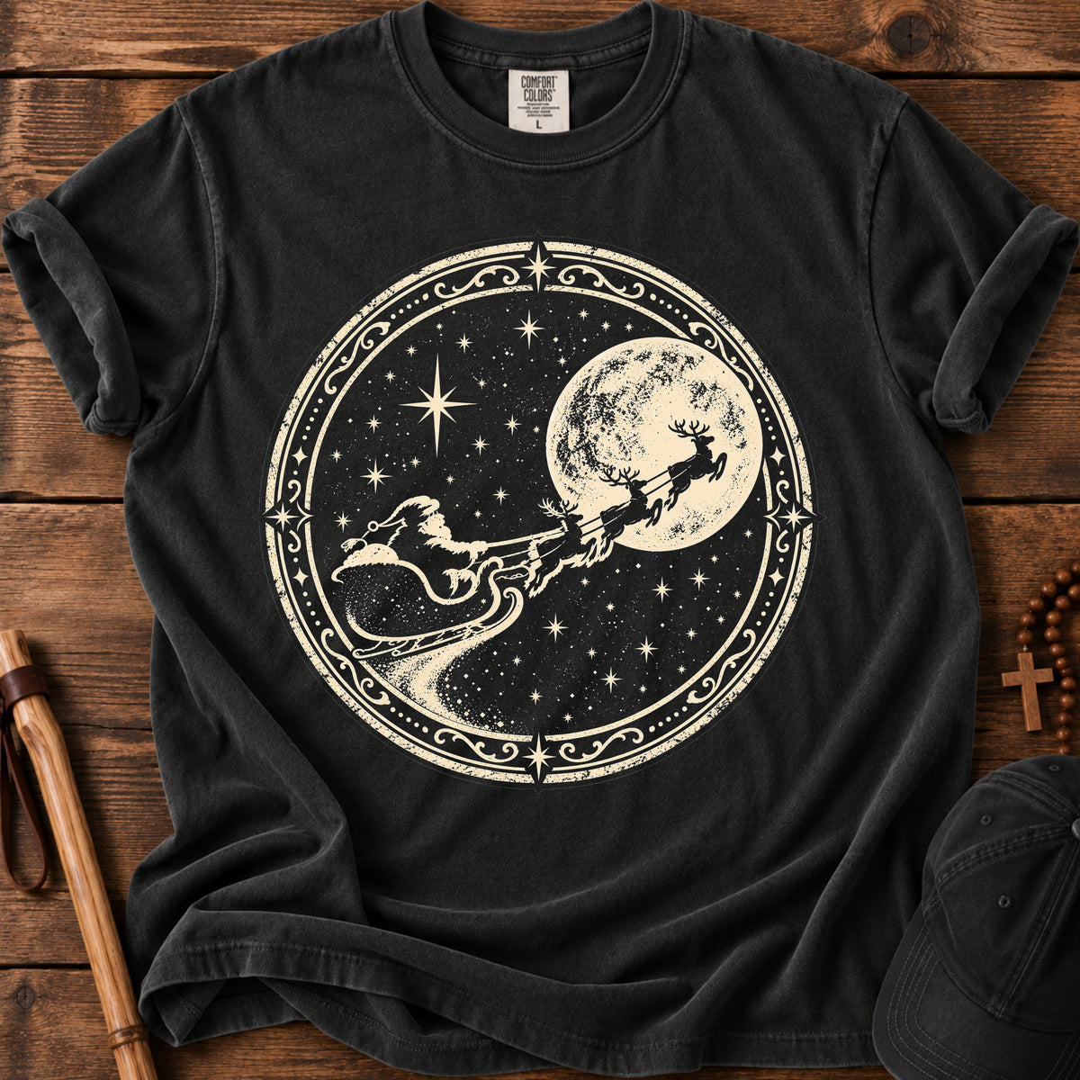 Moonlit Sleigh Tee in Black