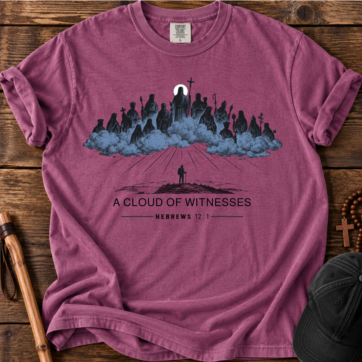 A Cloud of Witnesses Tee in Berry