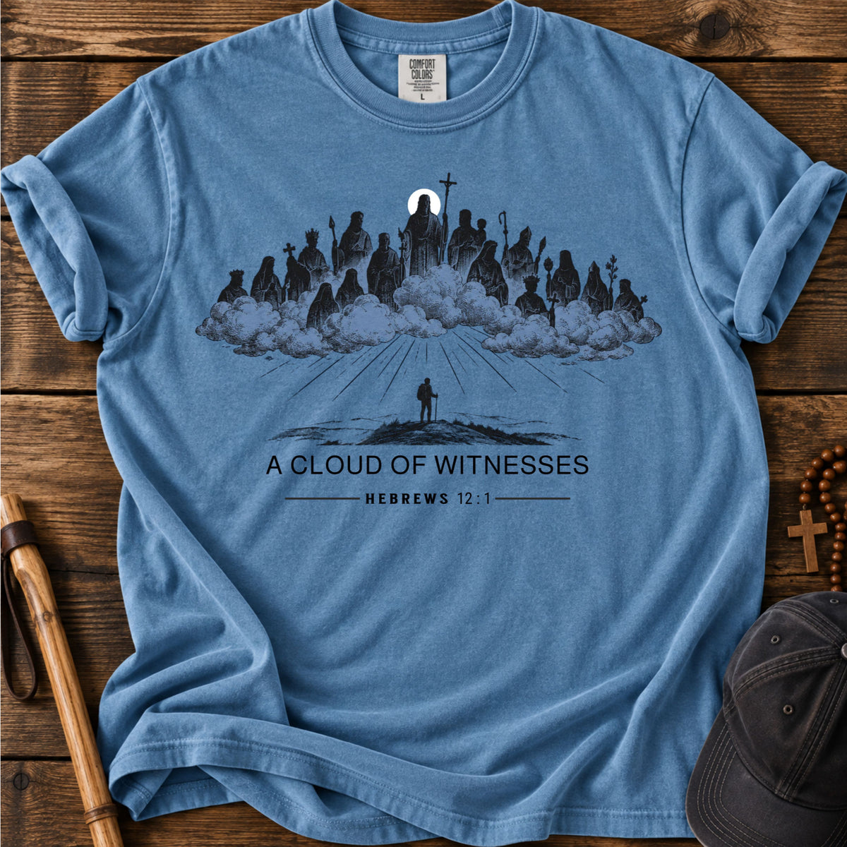 A Cloud of Witnesses Tee in Blue Jean
