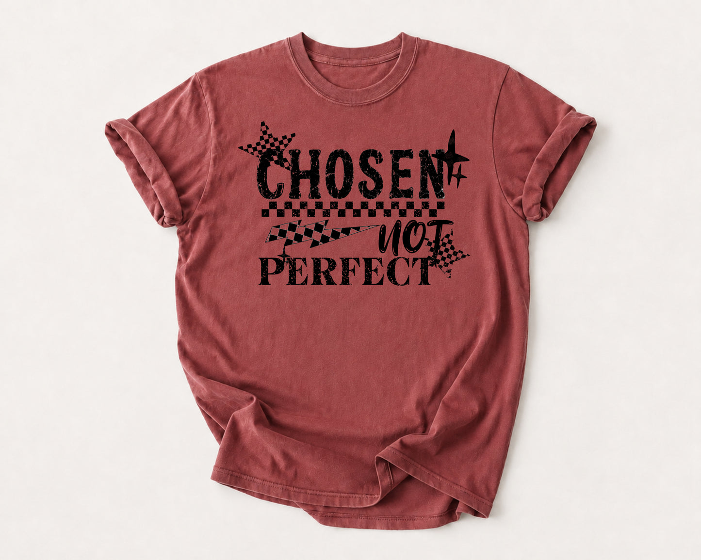 Chosen Not Perfect Graphic T-Shirt in Chili