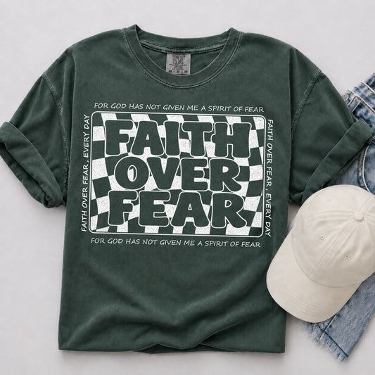 Faith Over Fear Tee in Blue Spruce