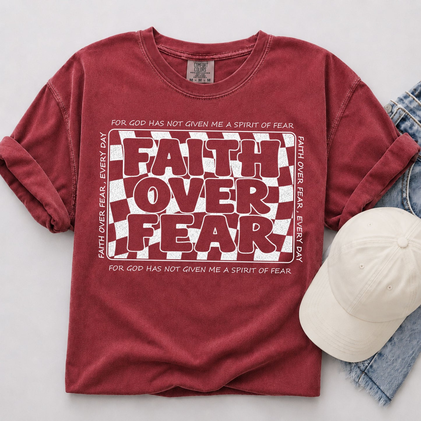 Faith Over Fear Tee in Brick