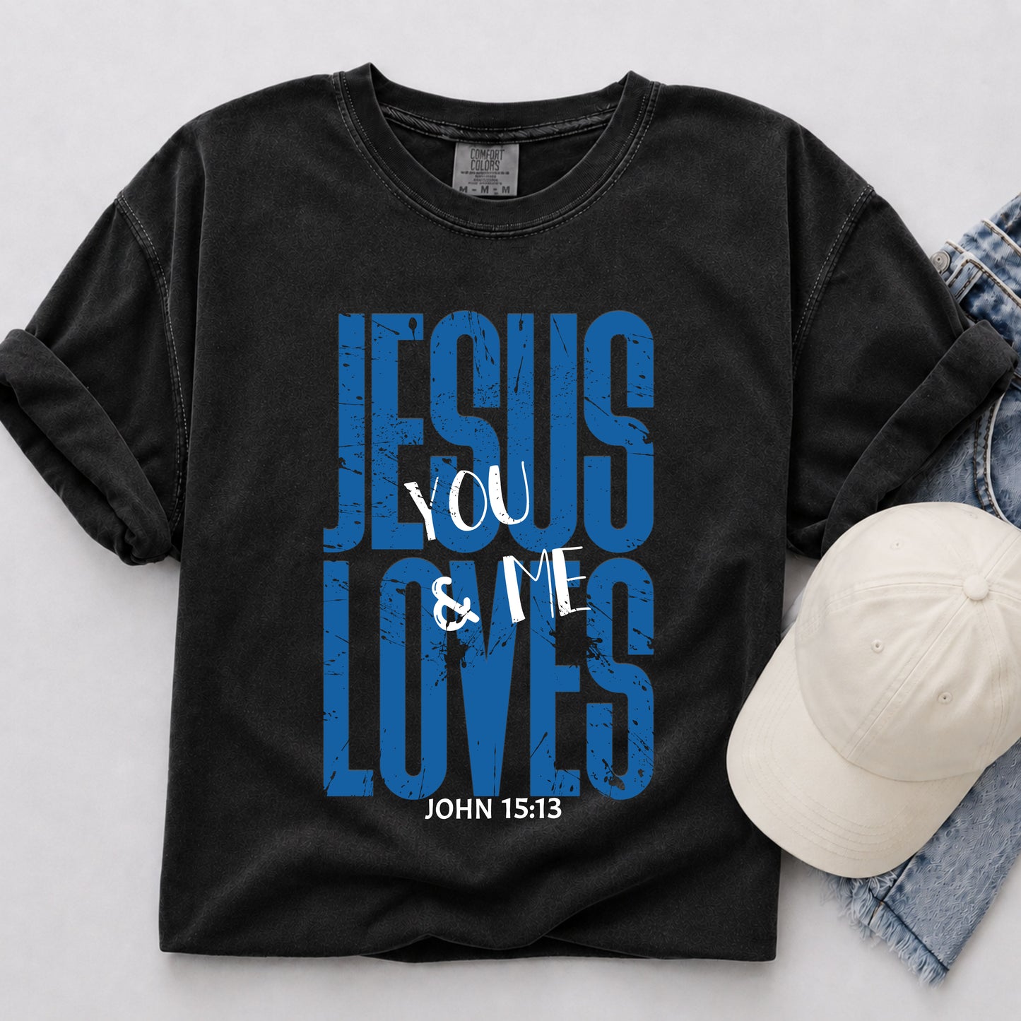 Jesus Loves You & Me Tee in Black