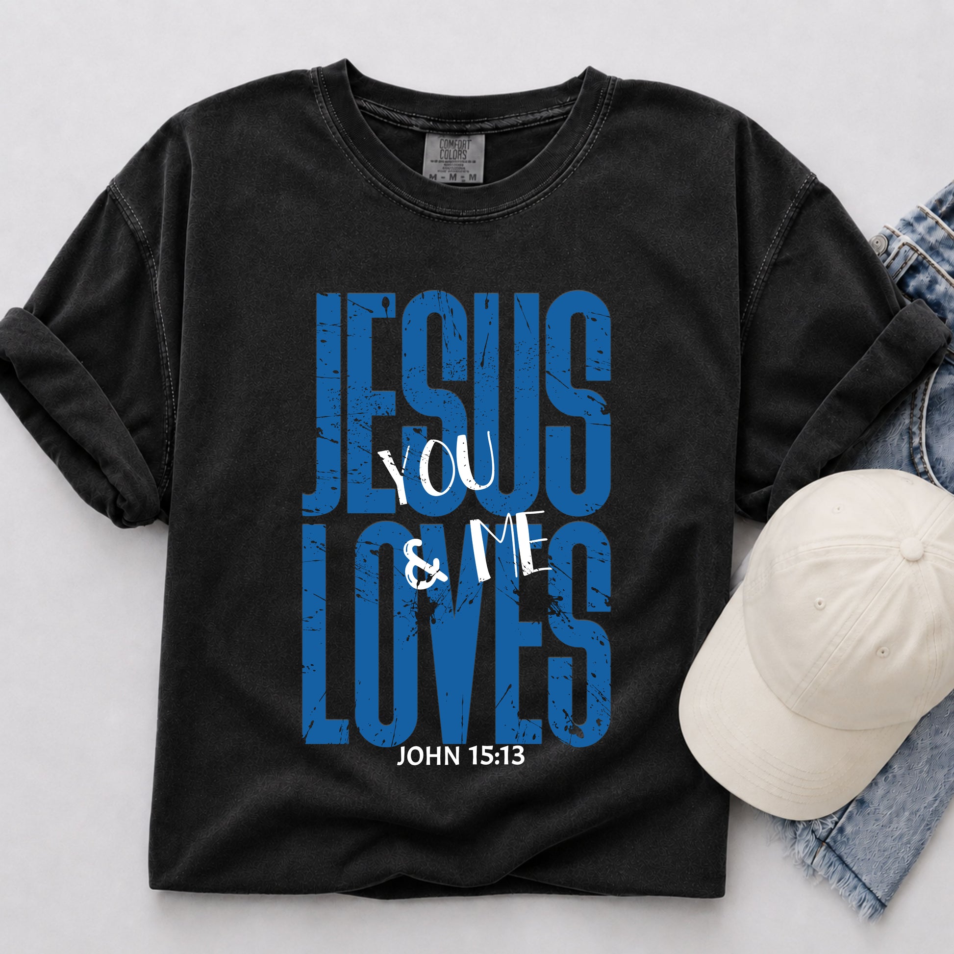 Jesus Loves You & Me Tee in Black