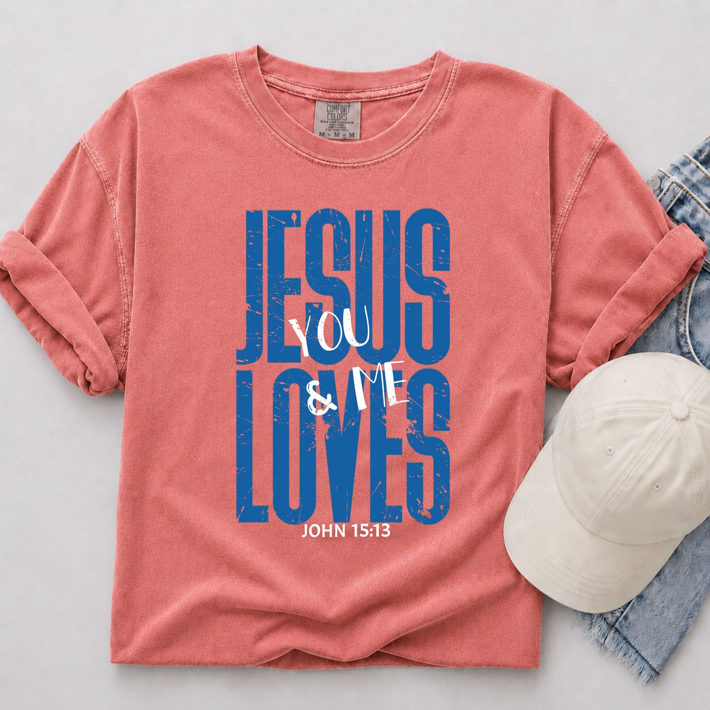 Jesus Loves You & Me Tee in Watermelon
