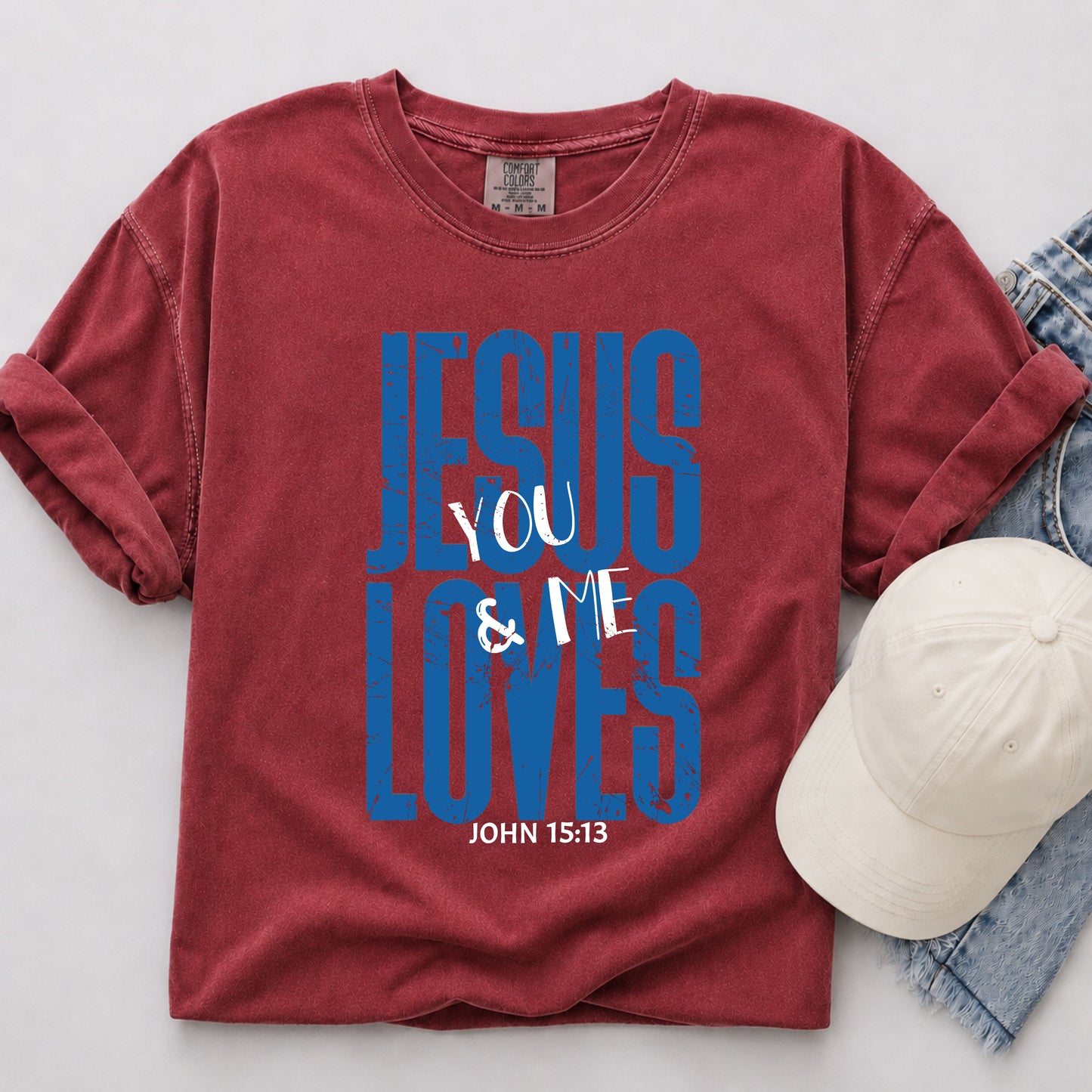 Jesus Loves You & Me Tee in Chili