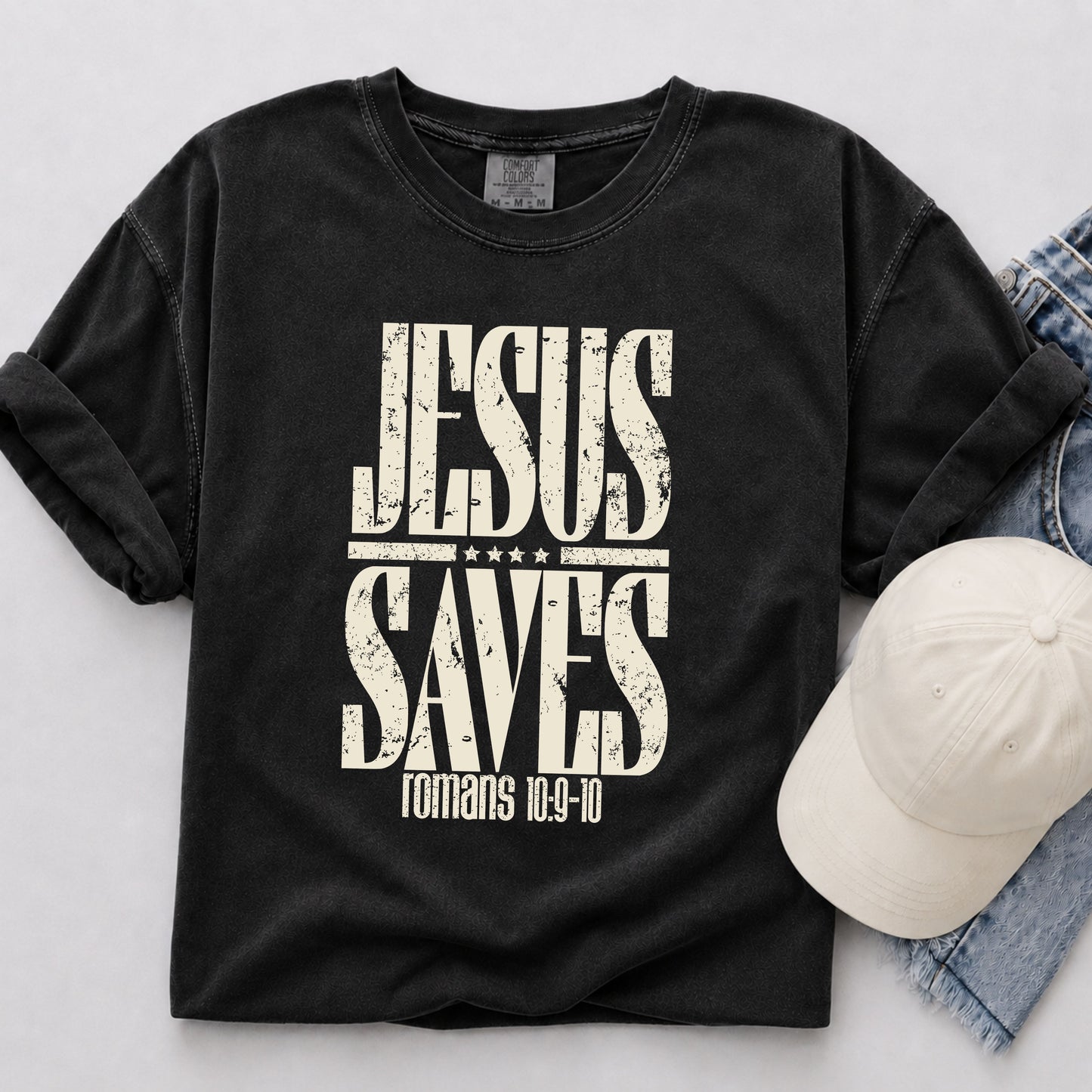 Jesus Saves Tee in Black