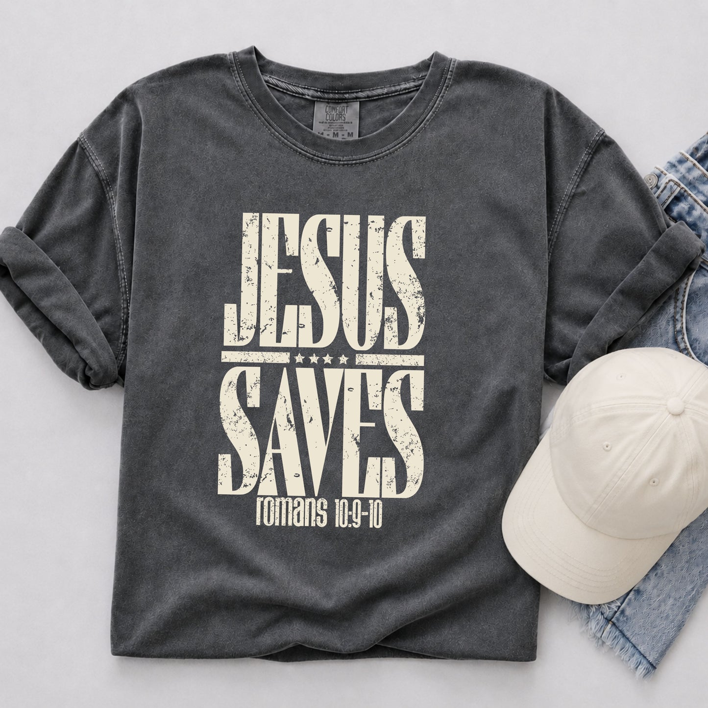 Jesus Saves Tee in Pepper