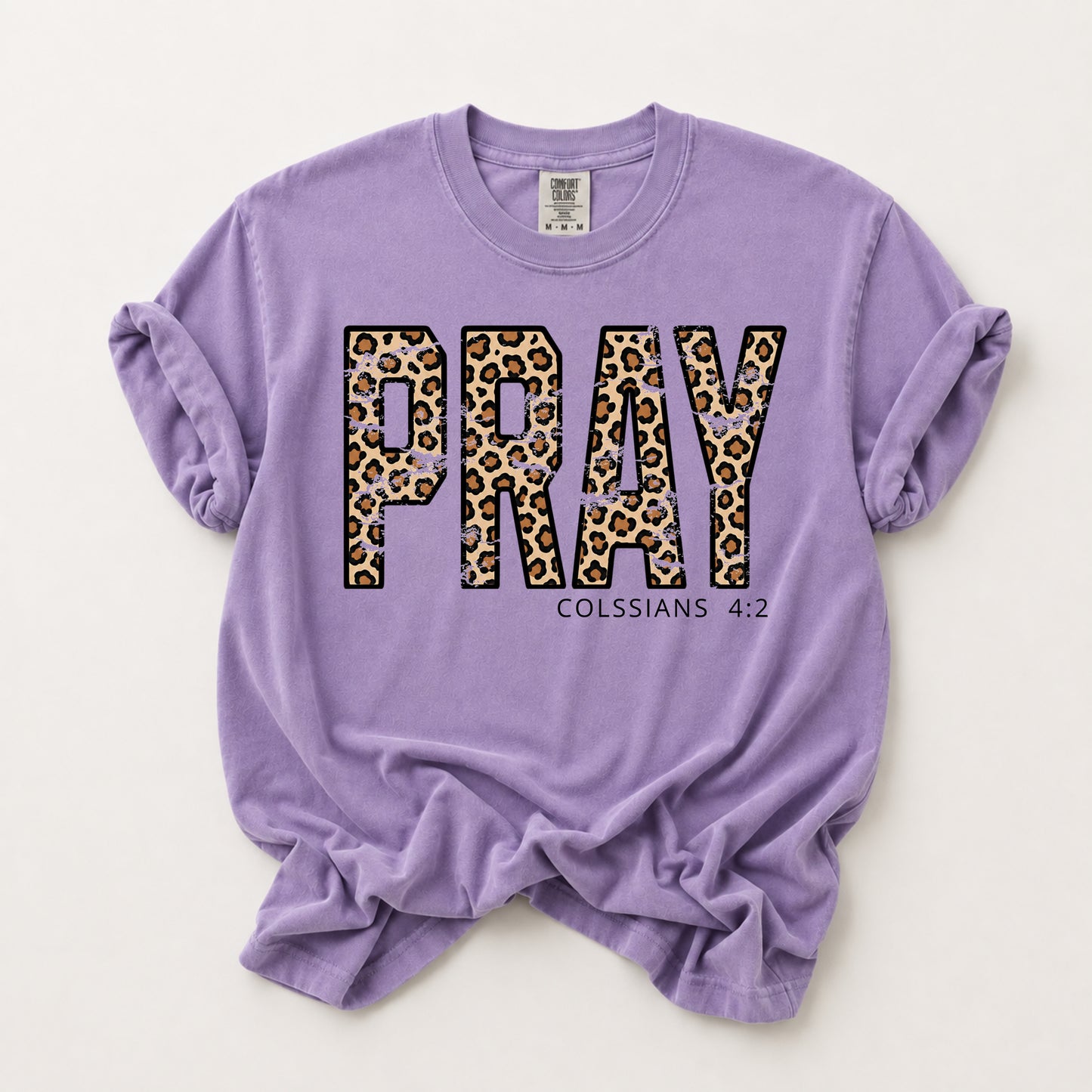 Pray Leopard Tee in Violet