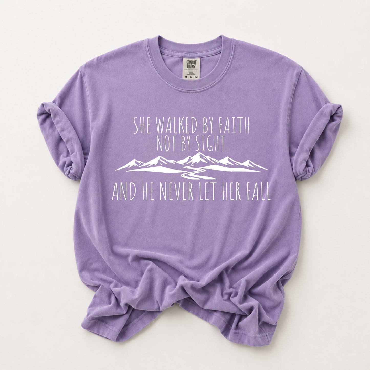She Walked By Faith Tee in Violet