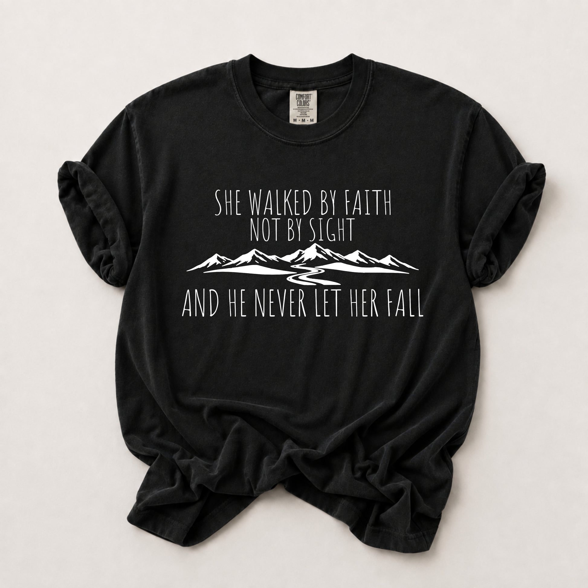 She Walked By Faith Tee in Black