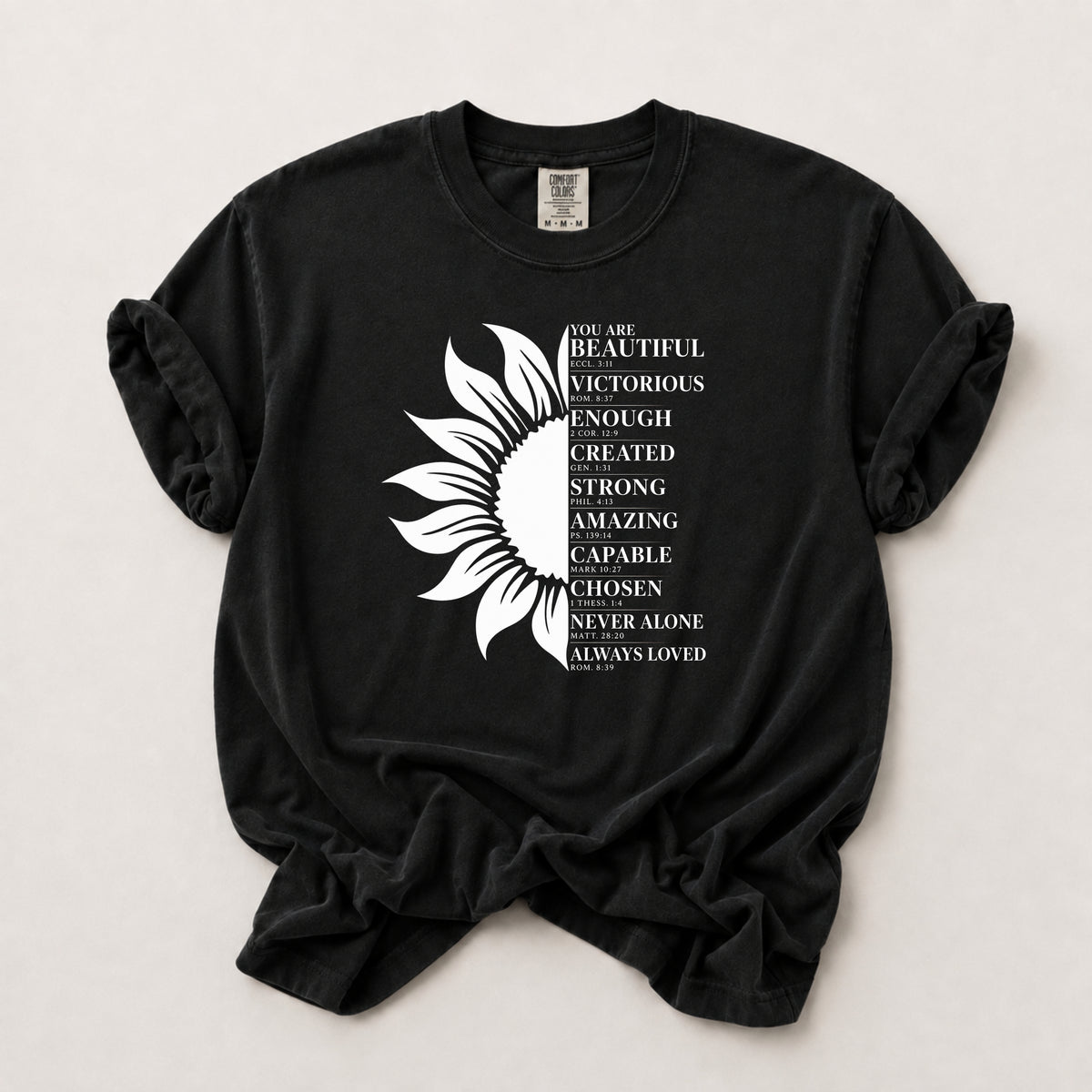 Sunflower Affirmations Tee in Black