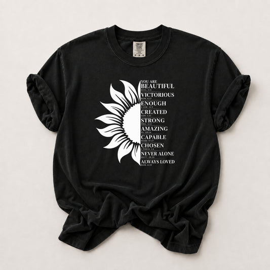 Sunflower Affirmations Tee in Black