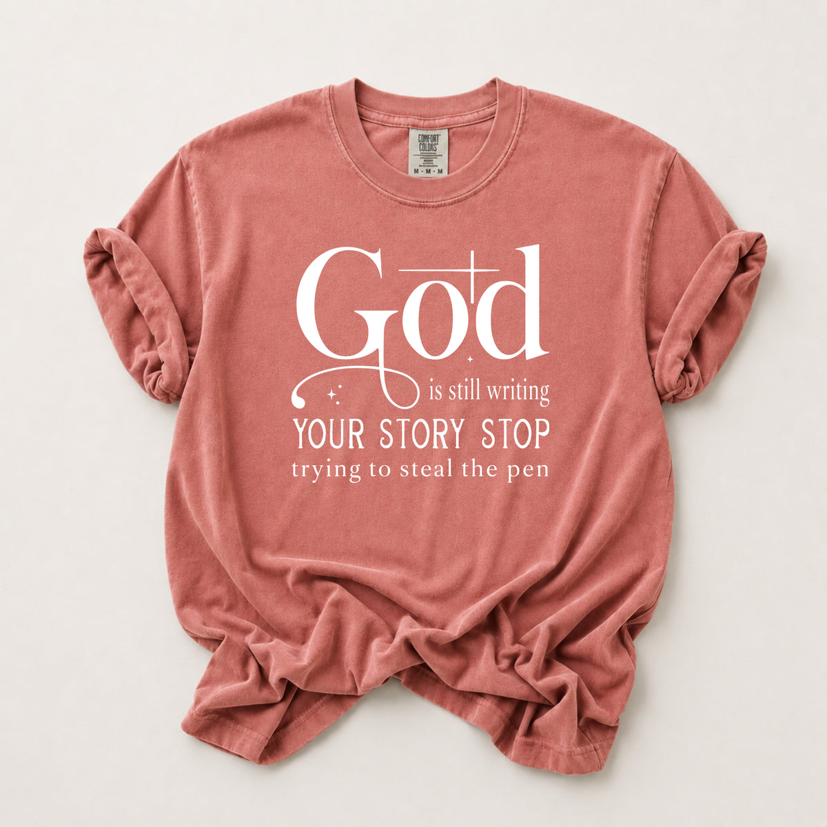 God Is Writing Tee in Espresso