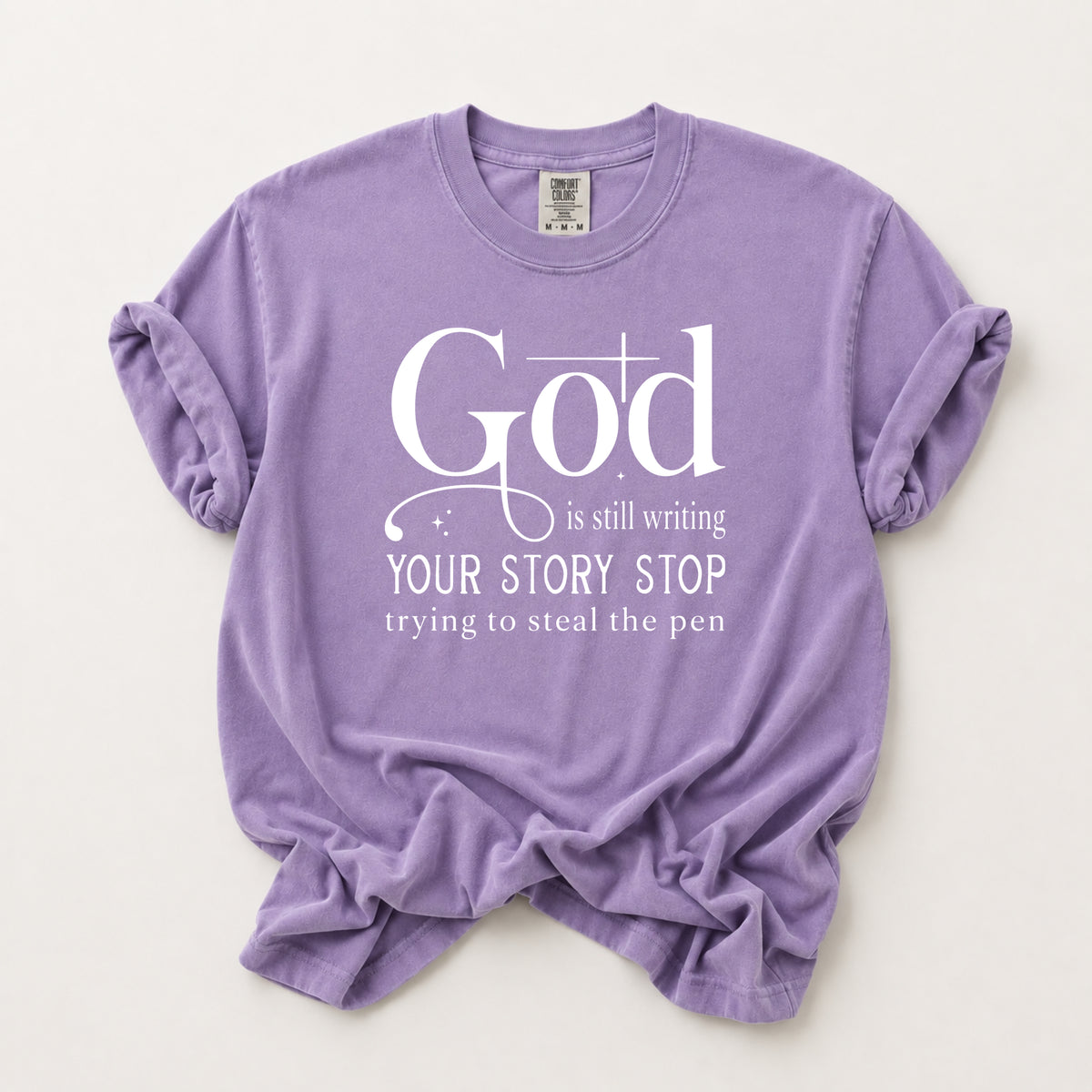 God Is Writing Tee in Violet