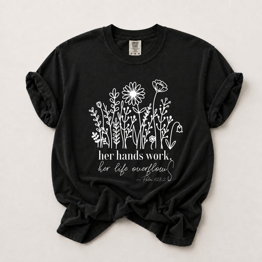 Her Hands Work Tee in Black