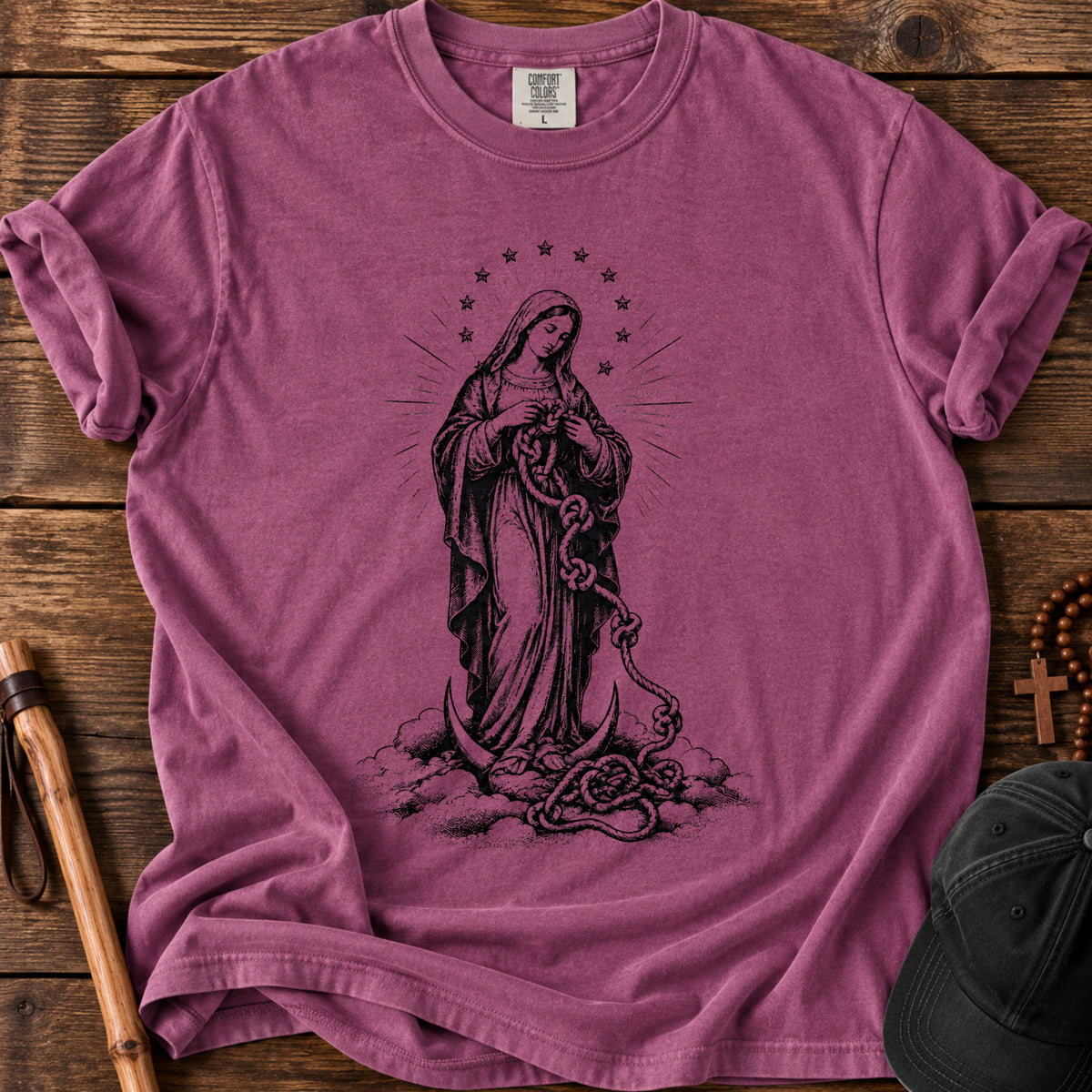 Our Lady Undoer of Knots Tee in Berry