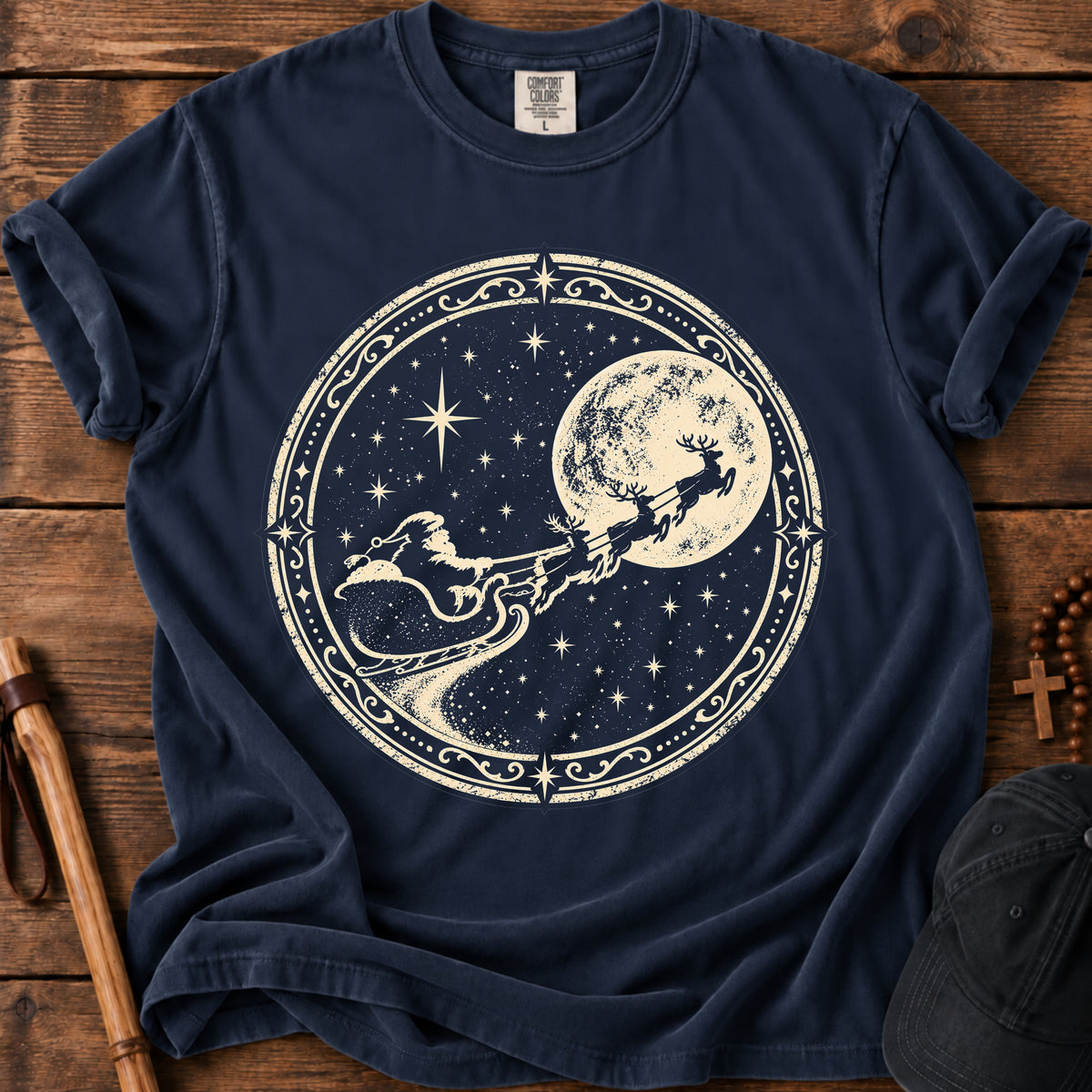Moonlit Sleigh Tee in Navy