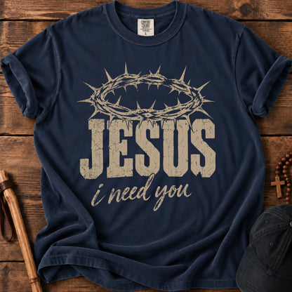 Jesus I Need You Tee in Navy