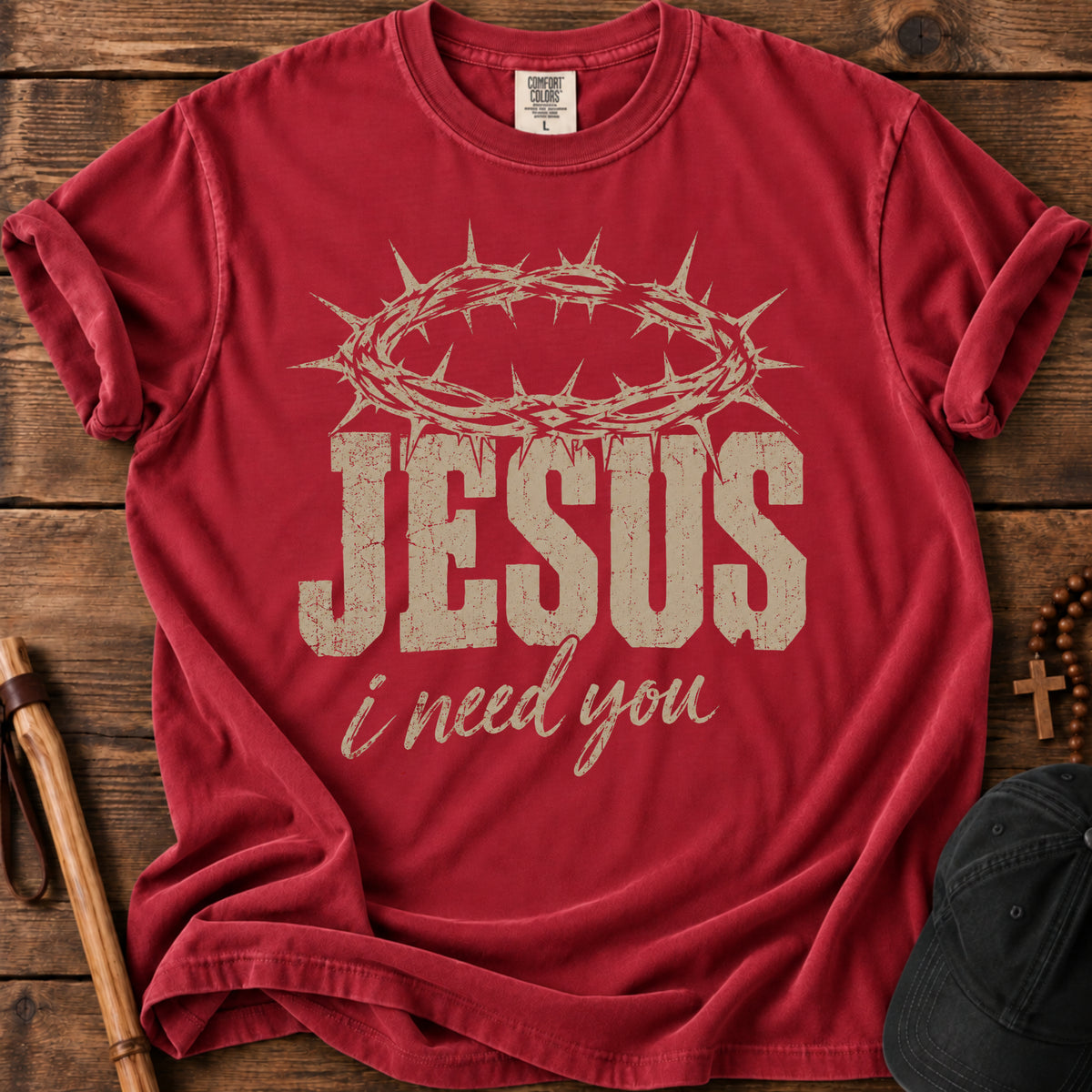 Jesus I Need You Tee in Red