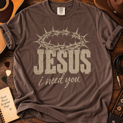 Jesus I Need You Tee in Espresso