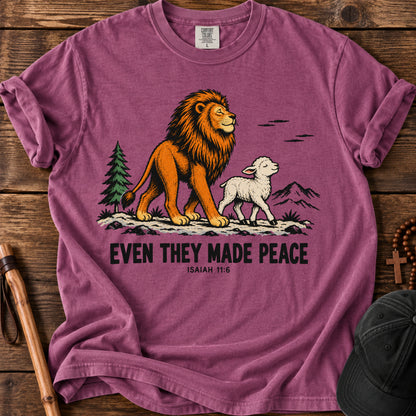 Lion and Lamb Tee in Berry