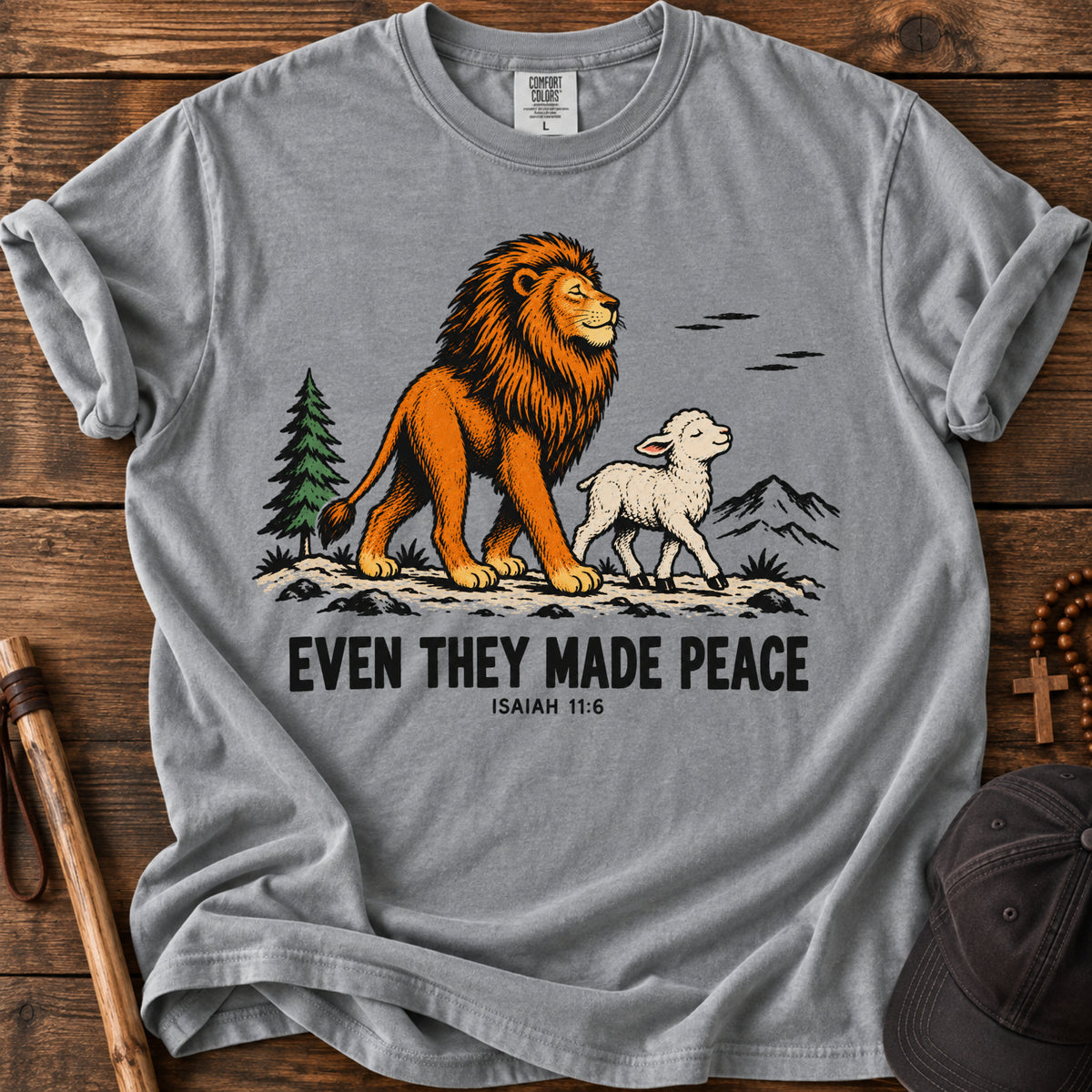 Lion and Lamb Tee in Grey