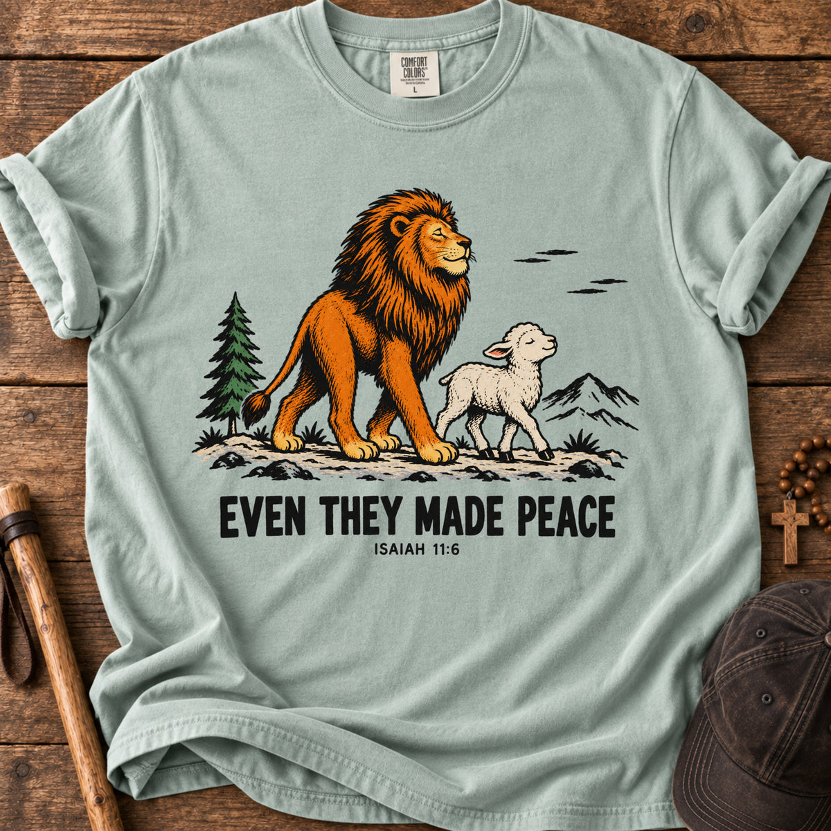 Lion and Lamb Tee in Bay