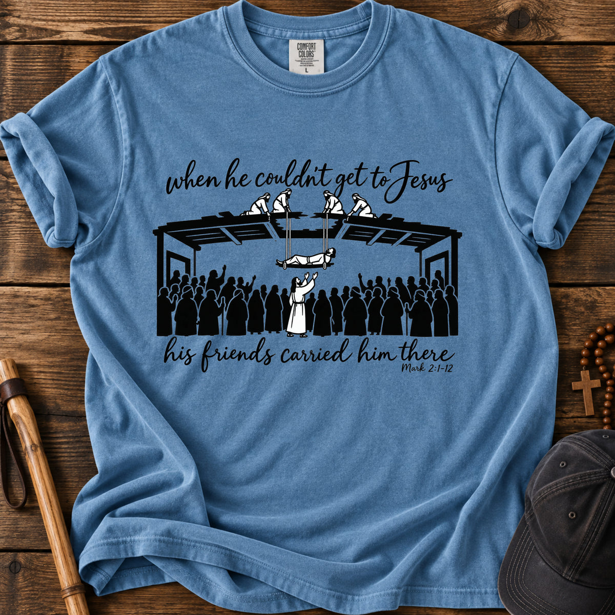 Faith Rescue Tee in Blue Jean