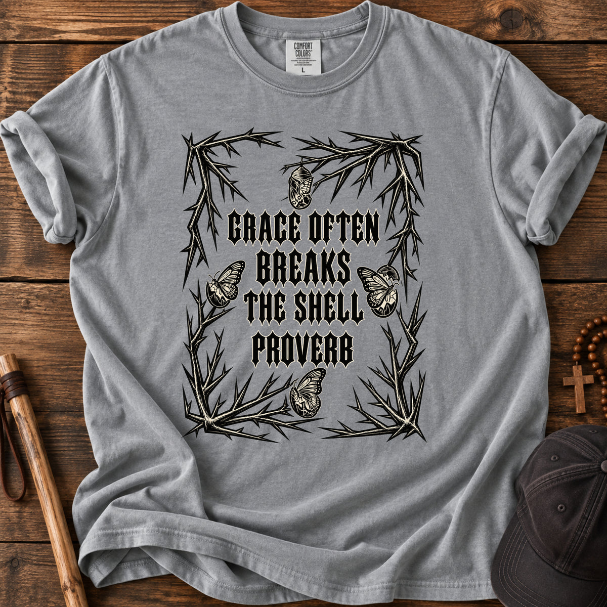 Grace Often Breaks the Shell Tee in Grey