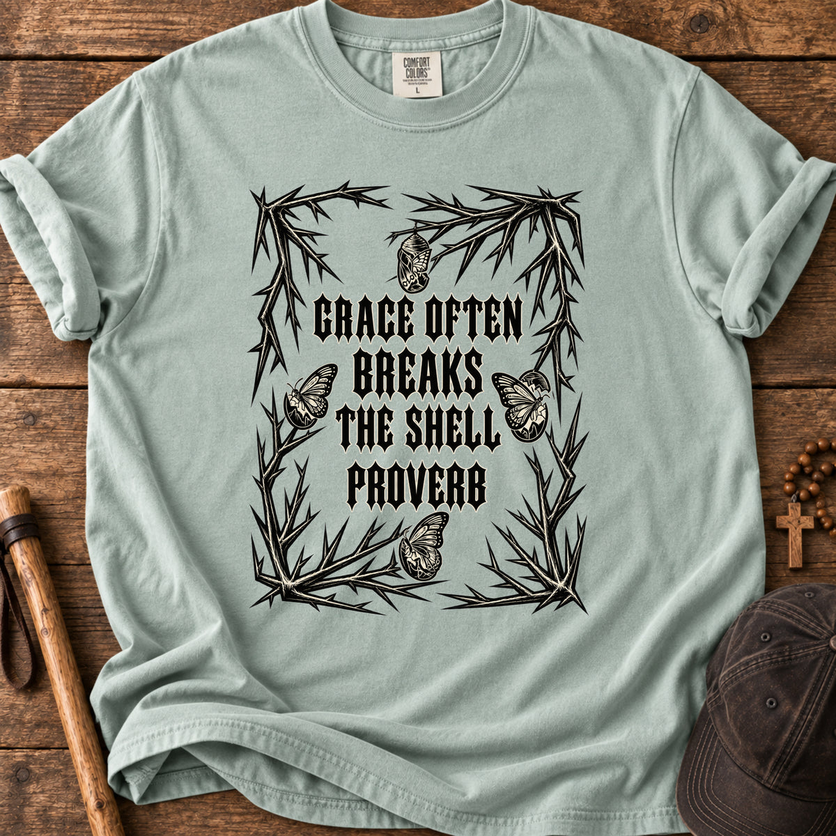 Grace Often Breaks the Shell Tee in Bay