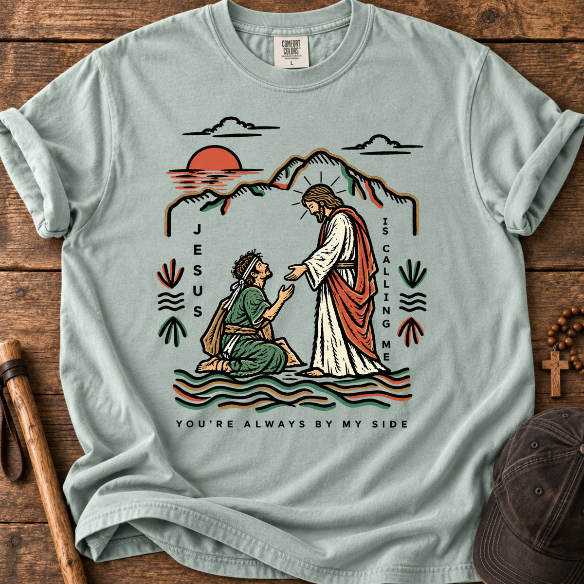 Jesus Standing With Me Tee in Bay