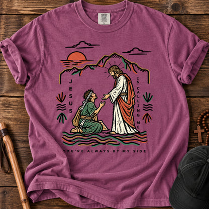 Jesus Standing With Me Tee in Berry