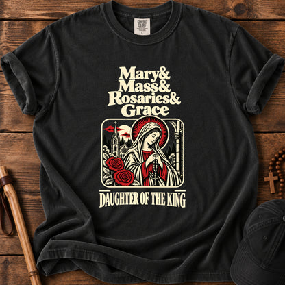 Mary & Mass Daughter of the King Tee in Black