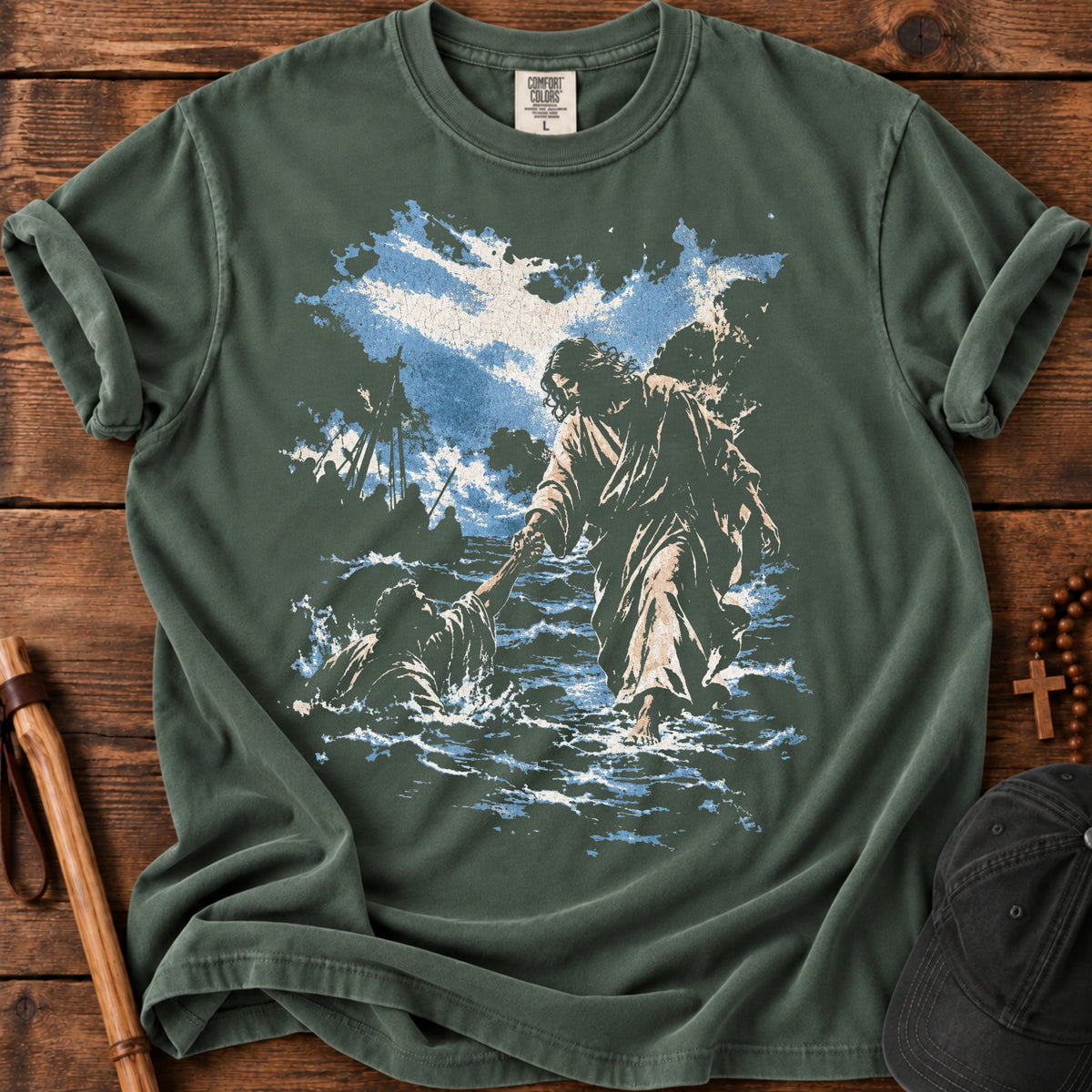 Jesus Lifts Peter Tee in Blue Spruce