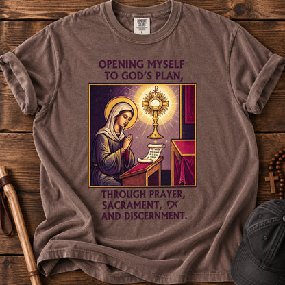 Opening Myself to God's Plan Tee in Espresso