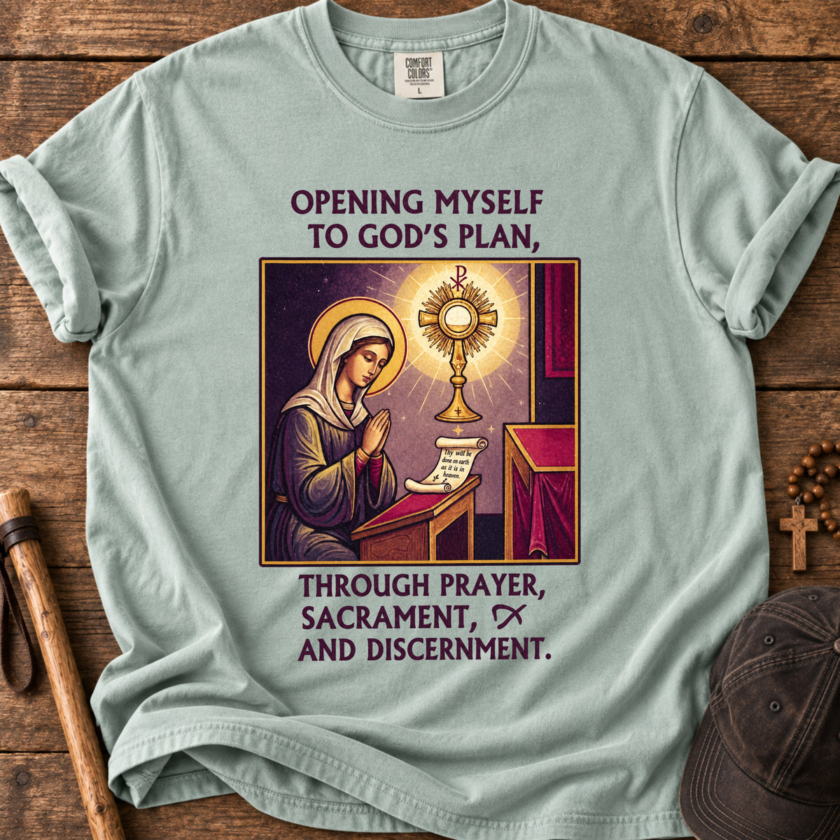 Opening Myself to God's Plan Tee in Bay