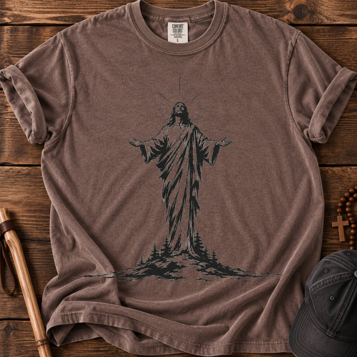 Jesus On The Mountain Tee in Espresso
