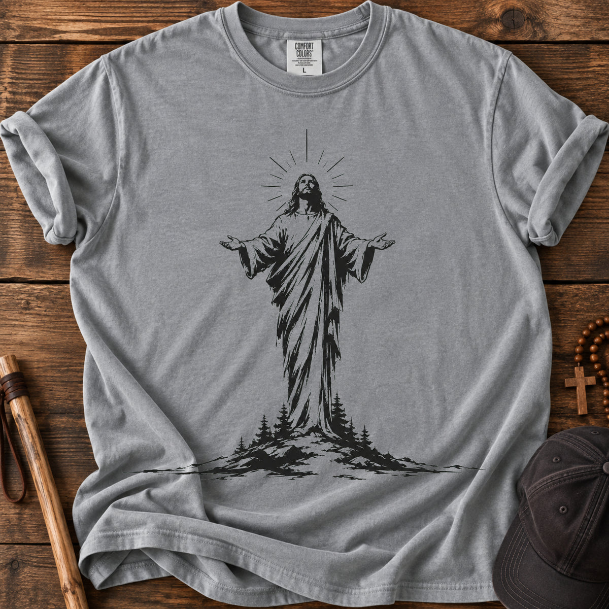Jesus On The Mountain Tee in Grey