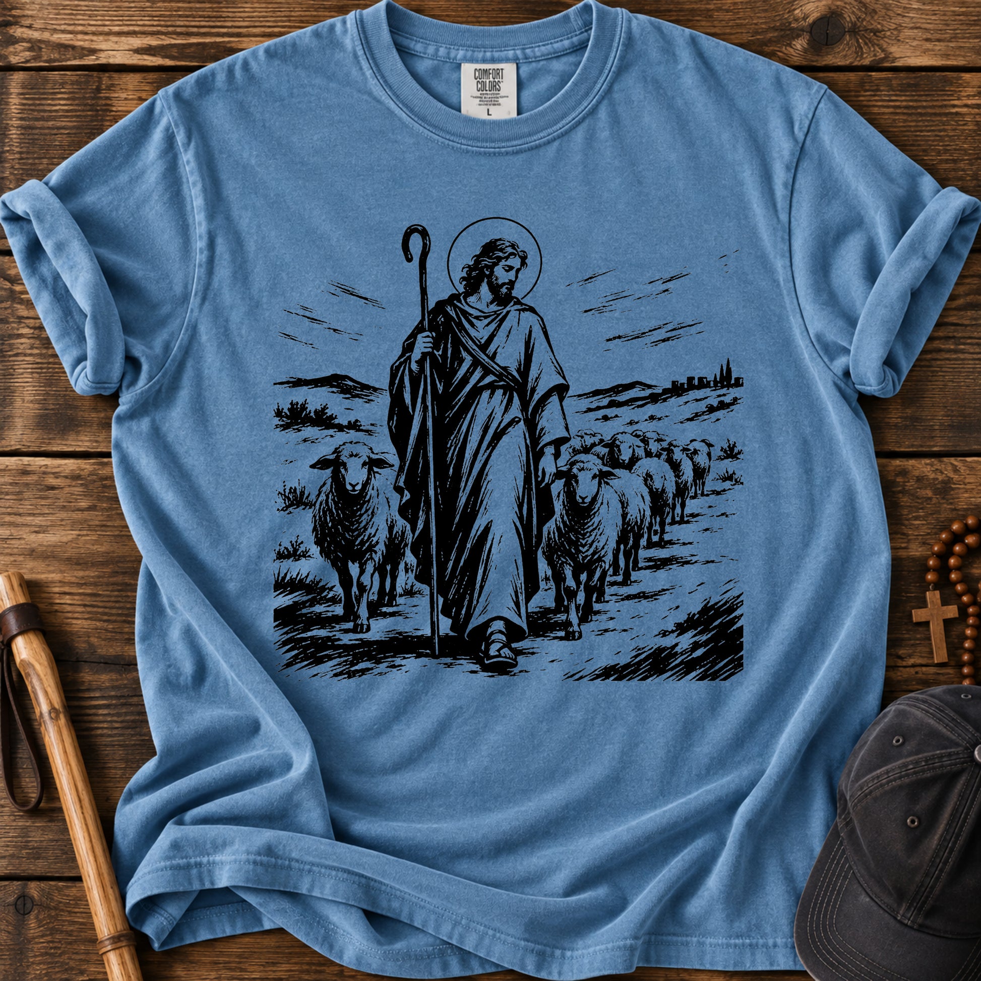 Shepherd of Souls Tee in Blue Jean