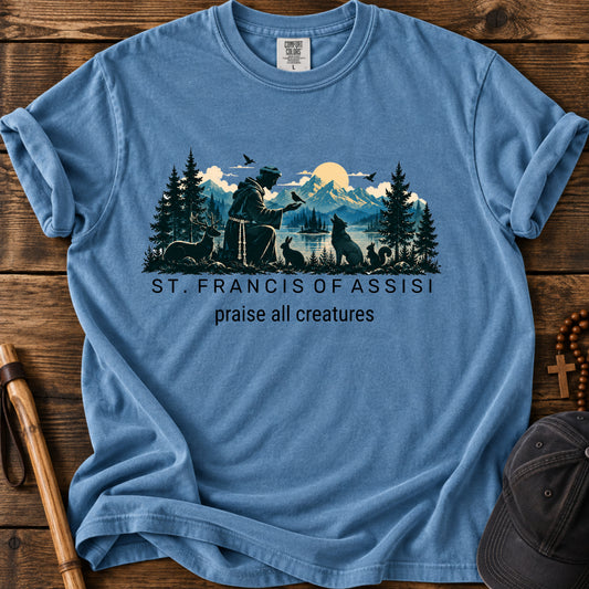 St. Francis Tee in Blue Jean