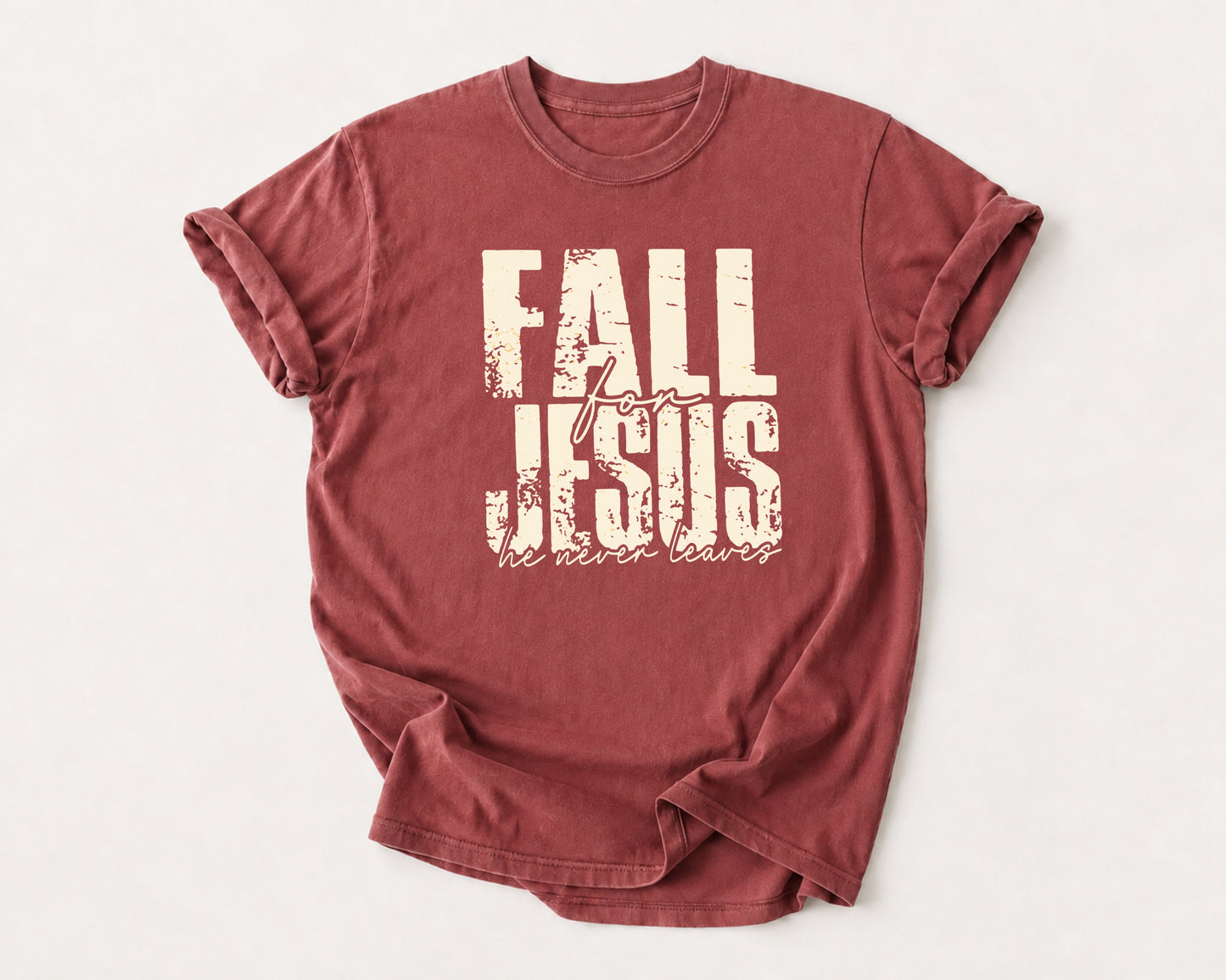 Fall Jesus T-Shirt - Vintage Washed Faith Tee in Watermelon