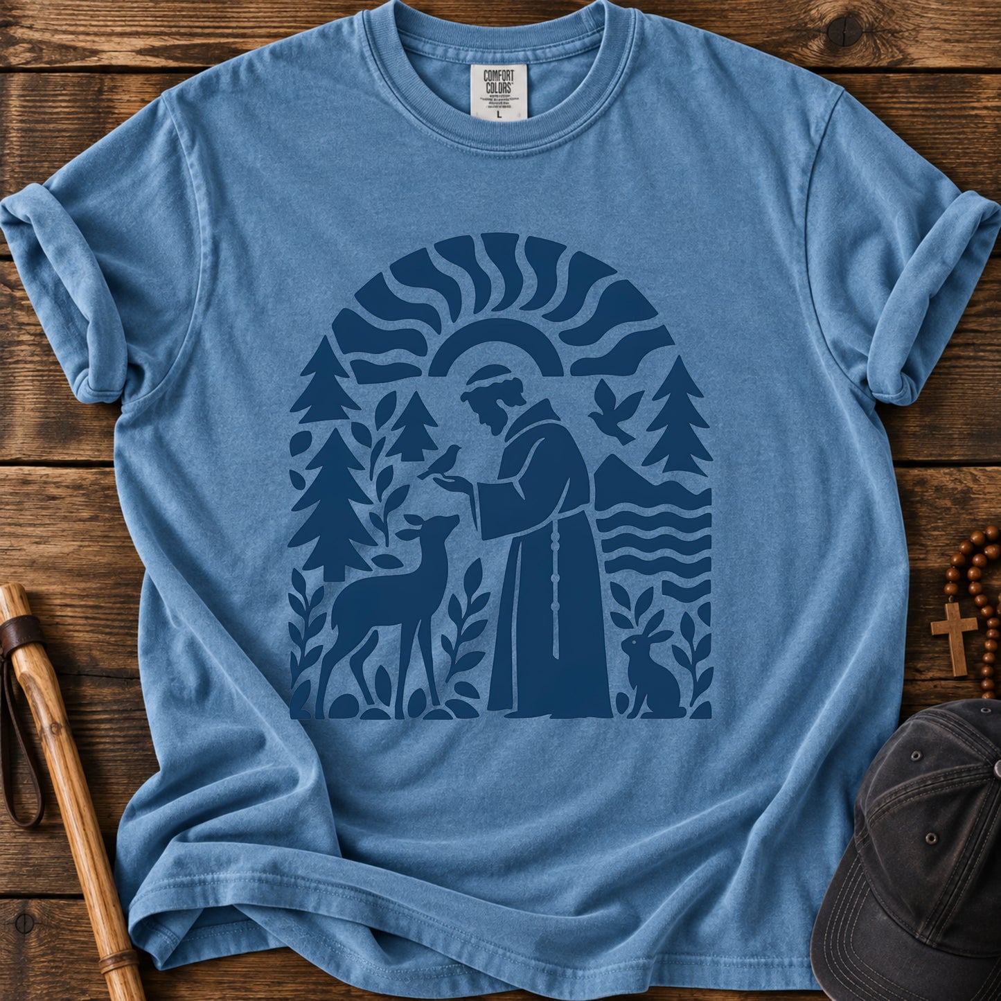 Saint Francis Nature Tee in Blue Jean