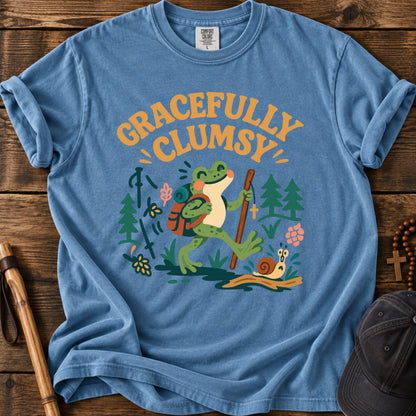 Gracefully Clumsy Frog Tee in Blue Jean