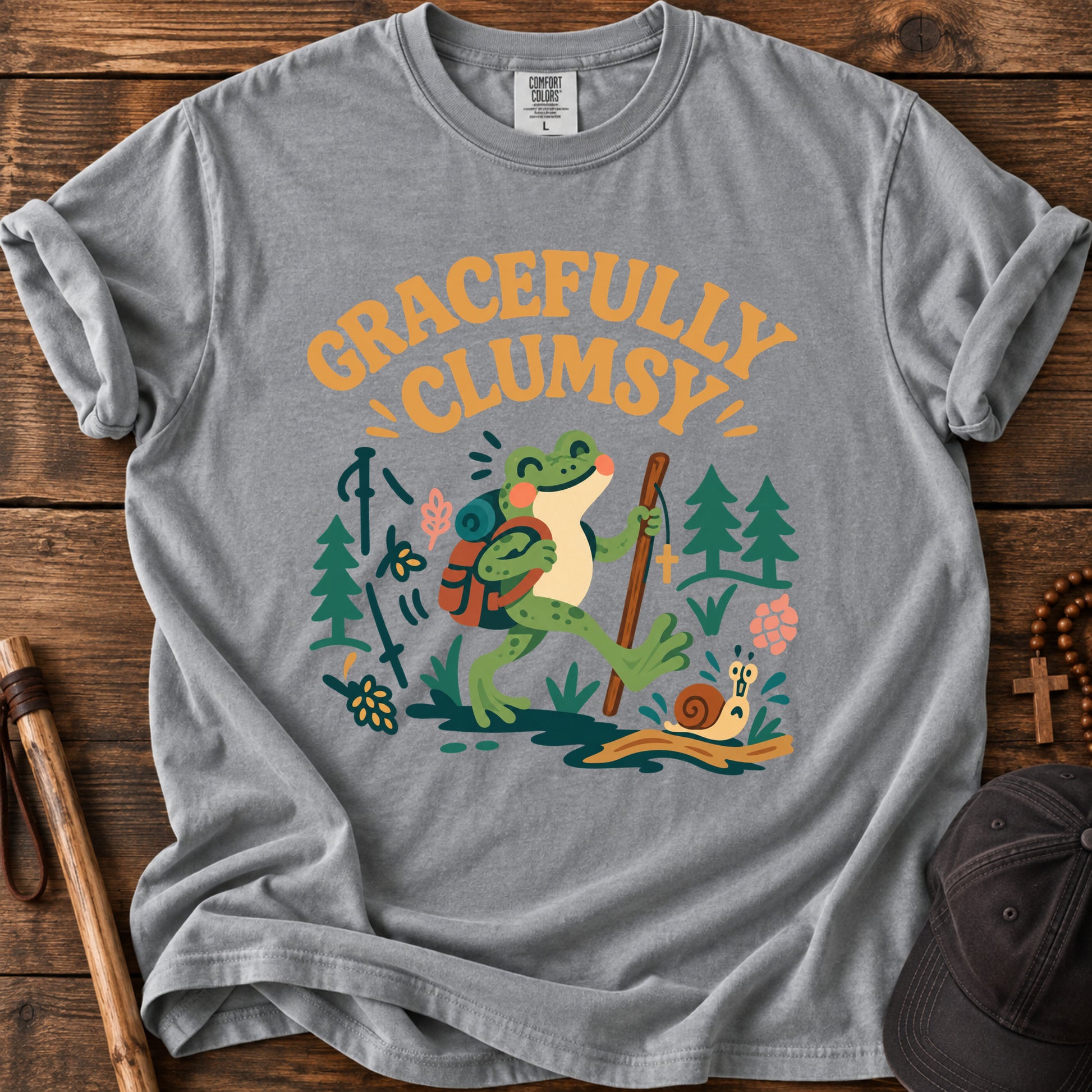 Gracefully Clumsy Frog Tee in Grey