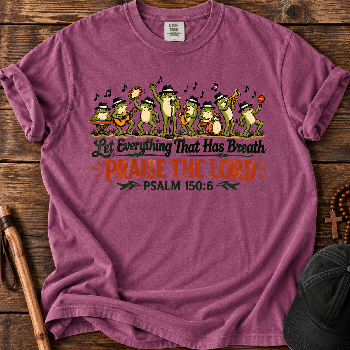 Psalm 150 Praise Tee in Berry