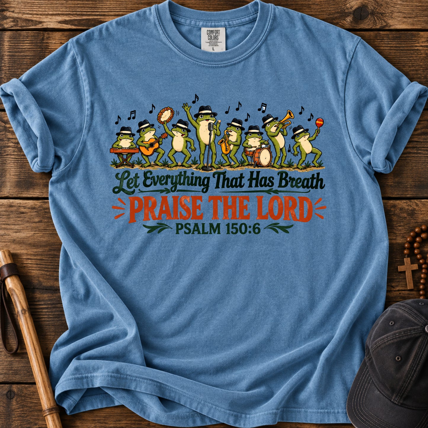 Psalm 150 Praise Tee in Blue Jean